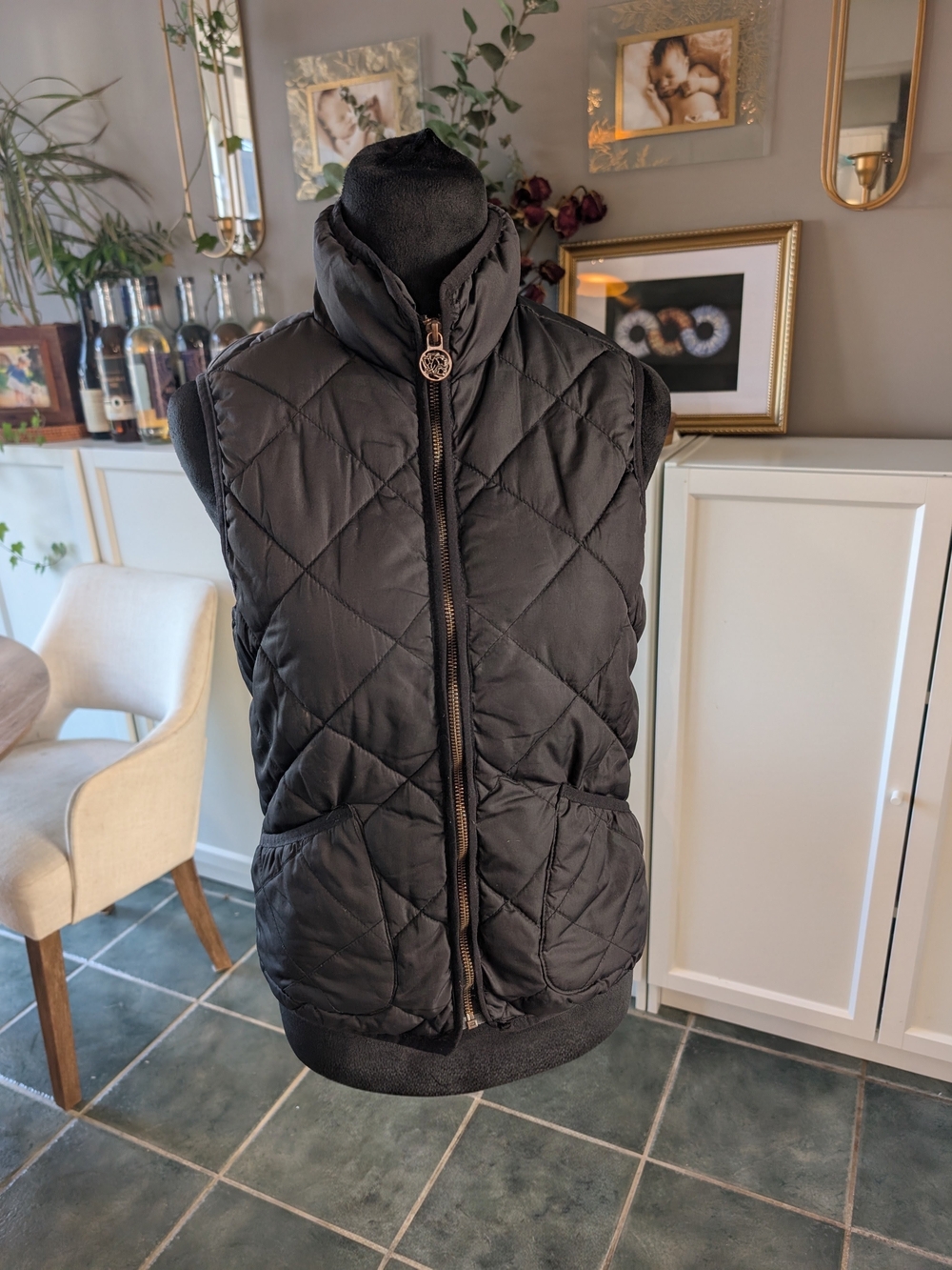 H&M Black Quilted Puffer Vest for Women